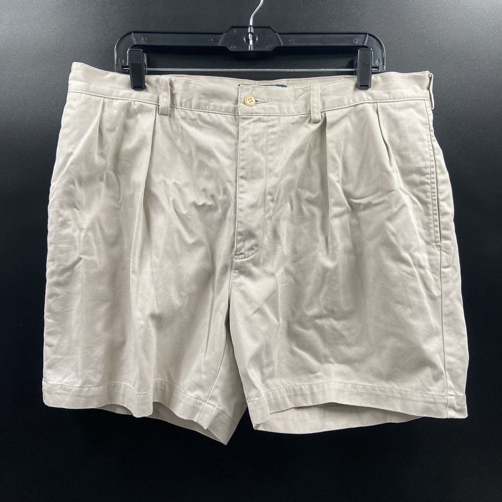 Vintage Polo Ralph Lauren 6" Andrew Shorts Men 38 Beige Pleated Chino Cotton 90s